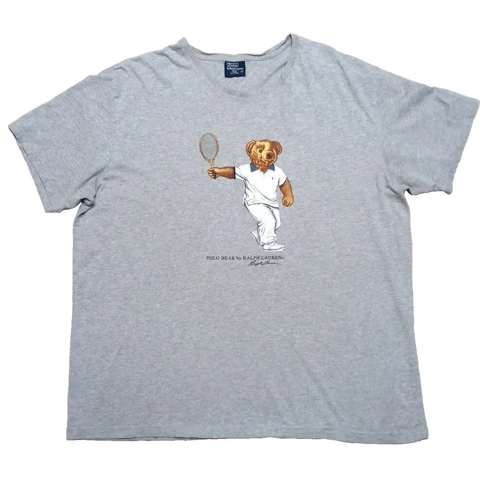 *READ* Vintage Polo Ralph Lauren Tennis Bear T-Shirt Mens Size XL Preppy
